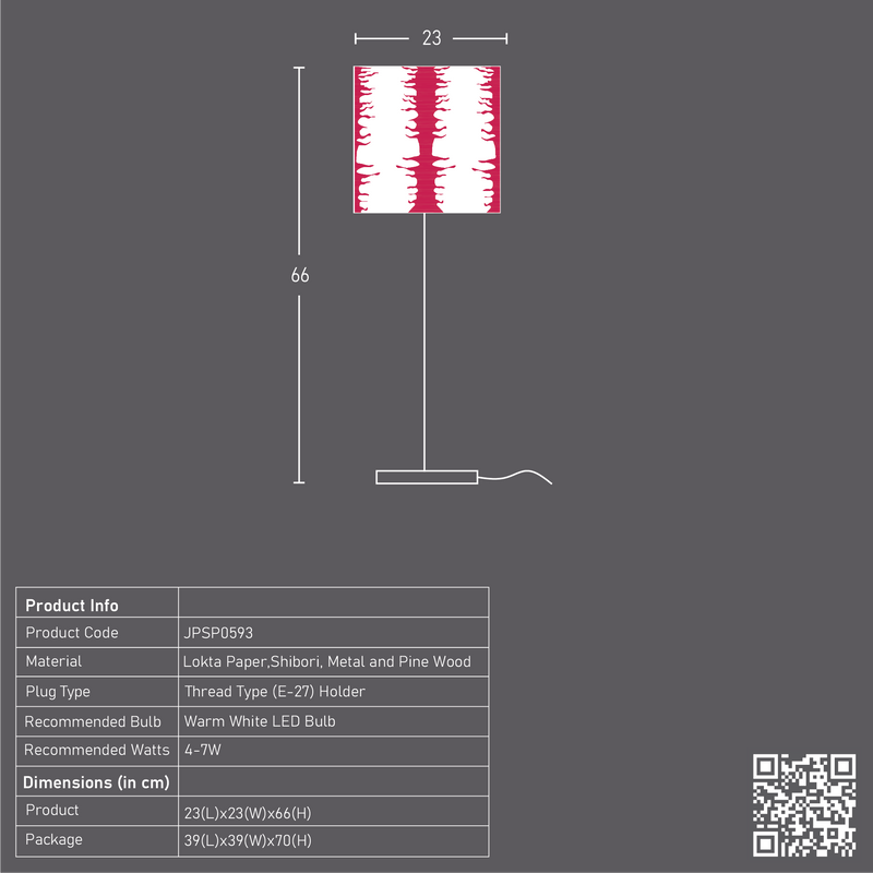 Magenta Linear Tower Shibori Table Lamp