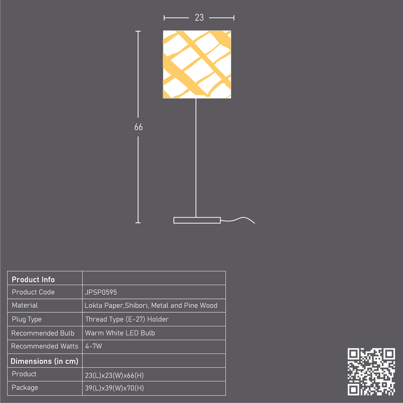 Orange Diamond Tower Shibori Table Lamp